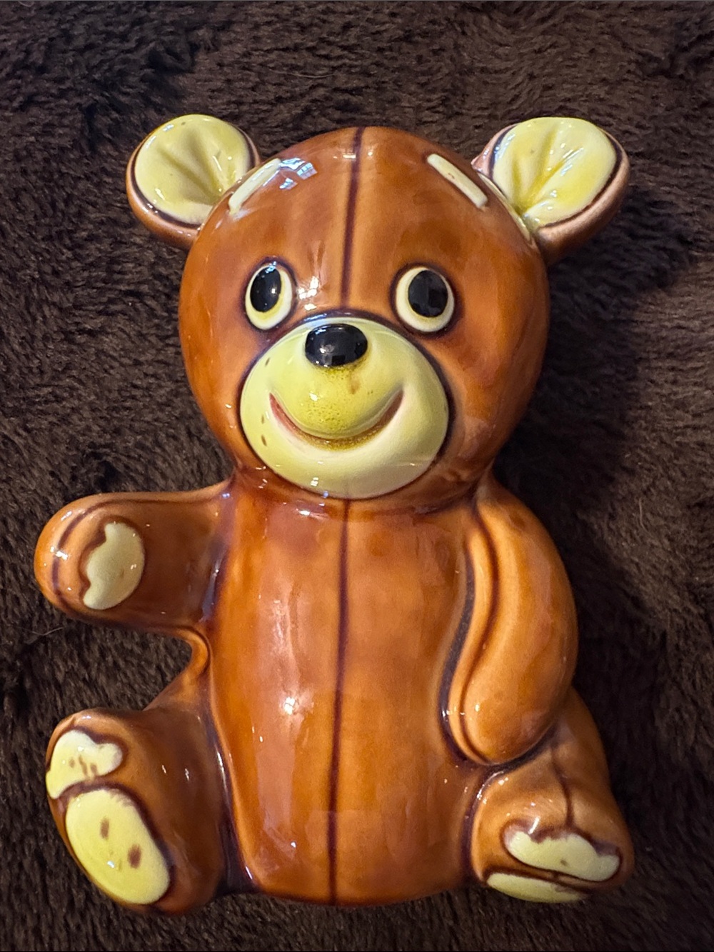 Brown Ceramic Bear Bank - Kids Toy